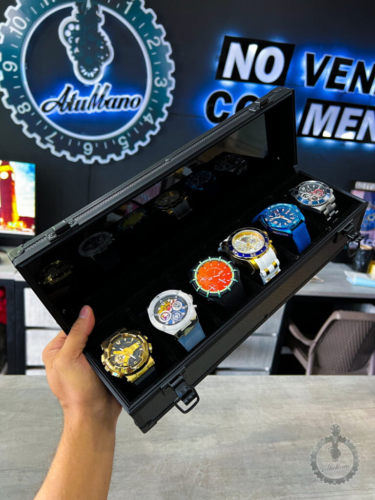 Relojera de lujo 6 puestos tapa acrílica