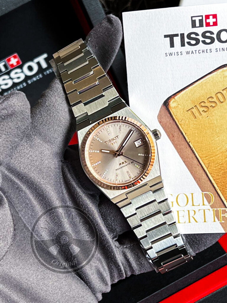 Reloj Tissot PRX POWERMATIC 80 ACERO Y BISEL DE ORO DE 18 QUILATES (T931.207.41.336.00) 35mm