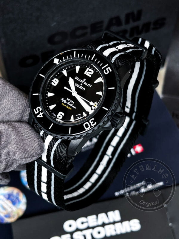 Reloj Swatch x BlancPain (SO35B400) Scuba Fifty Fathoms Oceano de Tormentas