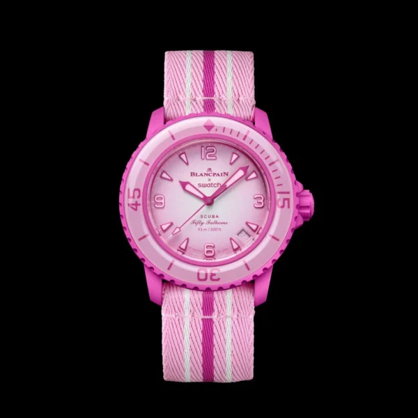 Nuevo Reloj Swatch x BlancPain (SO35P400) Scuba Fifty Fathoms PINK OCEAN