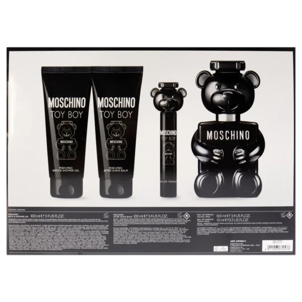 Moschino Toy Boy – Set de Regalo para Hombre 4 Piezas (EDP 100 ml + Gel de Ducha + Bálsamo Aftershave + Spray de Viaje) - Imagen 2